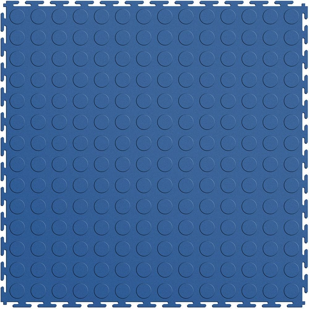 Dark Blue Perfection Tile Coin Garage Floor Tiles With A Pattern Of Circular Indentations