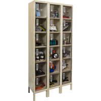 DigiTech Safety-View Plus Locker 6-Tier 3-Wide Assembled Hallowell Each Containing Various Personal Items With Digital Locks On The Doors