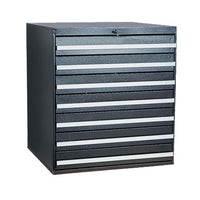 Drawer System 3 Inch High Dividers Knob Lock Drawers Featuring Seven Drawers With Silver Pull Handles