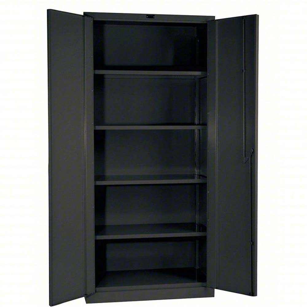 DuraTough Extra Heavy Duty Cabinet With Two Doors Opened To Reveal Five Interior Shelves