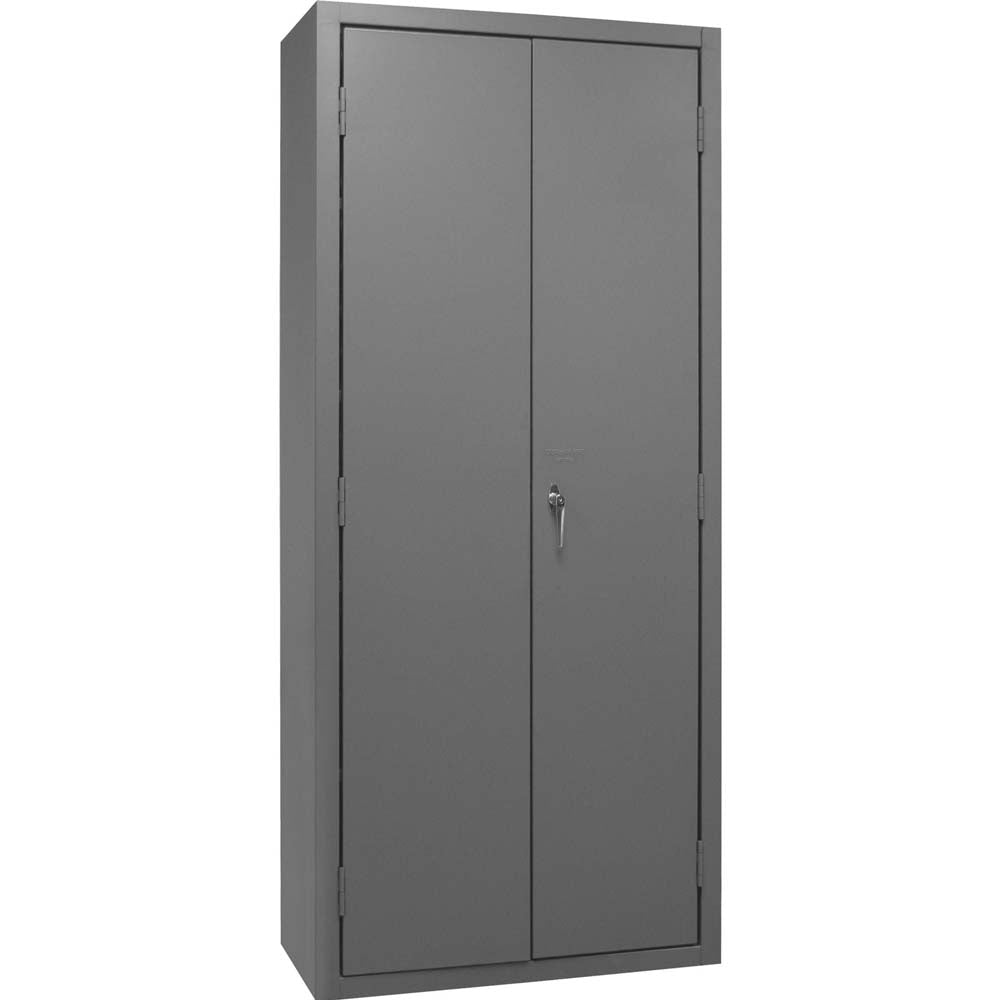 Durham Cabinet With 156 Yellow Bins With Two Doors And A Single Visible Lock Mechanism On The Right Door