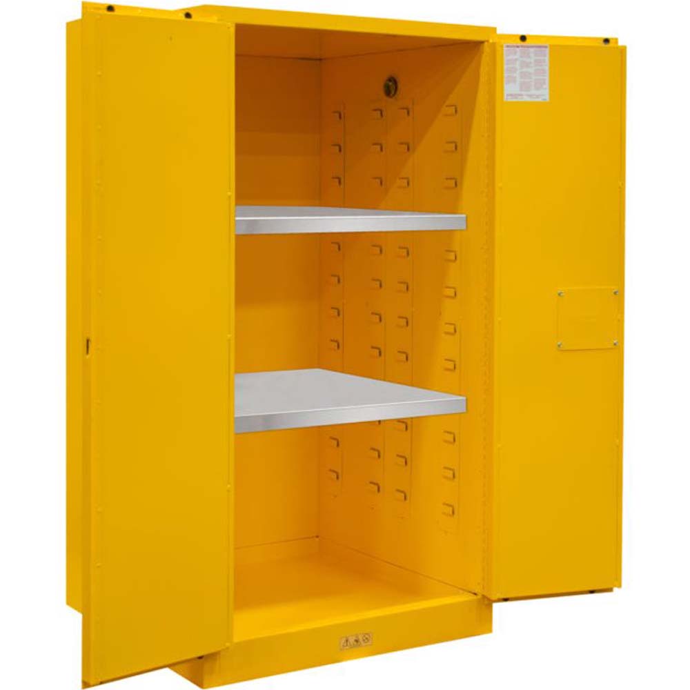 Durham Flammable Storage Cabinet 60 Gallon With Two Adjustable Shelves And Perforated Interior Walls
