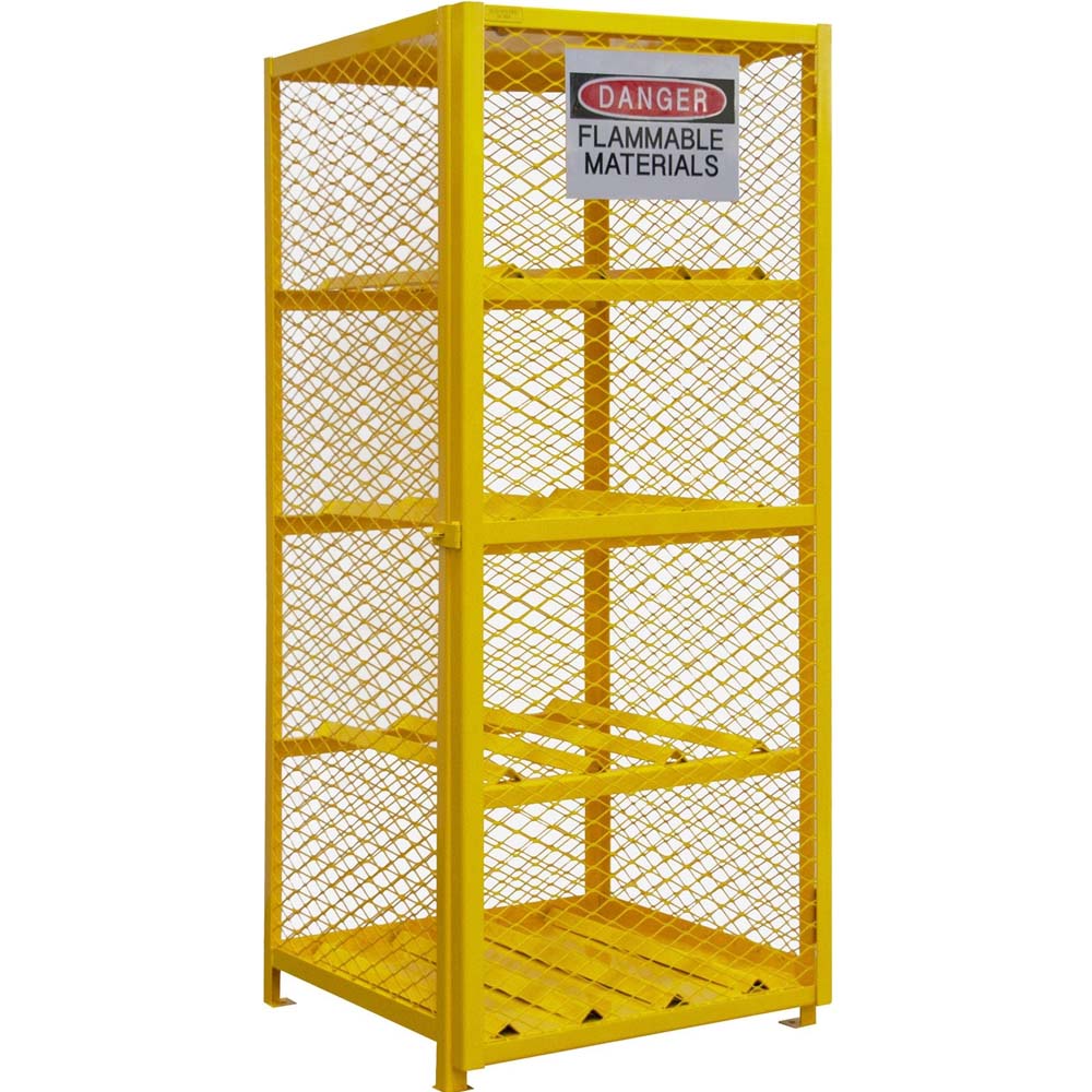 Durham Horizontal Gas Cylinder Cabinet Manual Close With Mesh Sides And Shelves