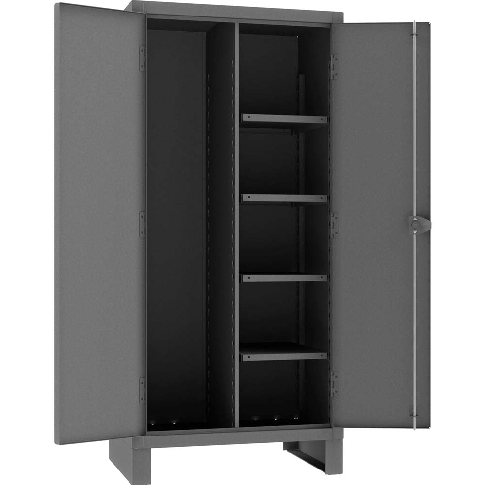 Durham Maintenance Cabinet 36x24 With Two Doors Featuring Multiple Adjustable Shelves On The Right Side And An Empty Compartment On The Left