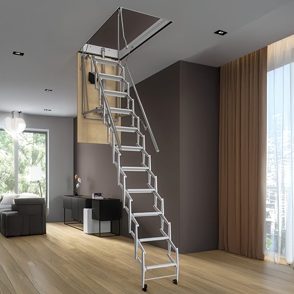 Electric Attic Ladder Installed In A Modern Home