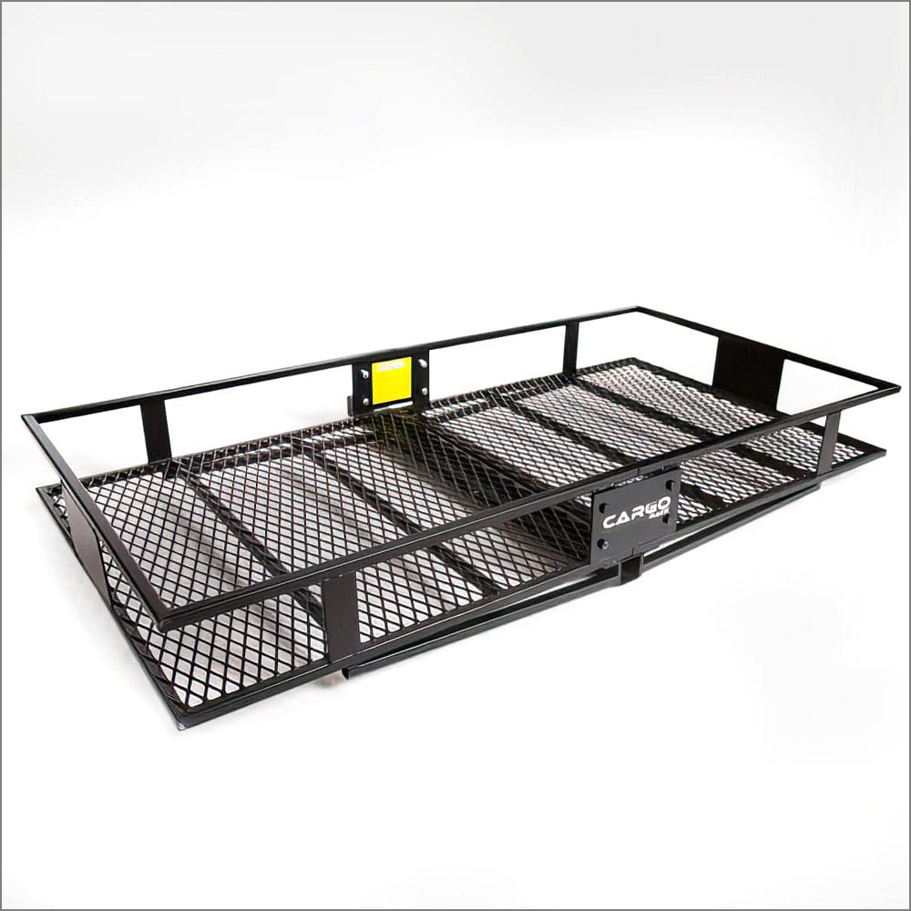 Empty Black Metal Cargo Rack With A Mesh Bottom Branded As Top Shelf Storage Garage Overhead Rack And Equipped With A Level Indicator