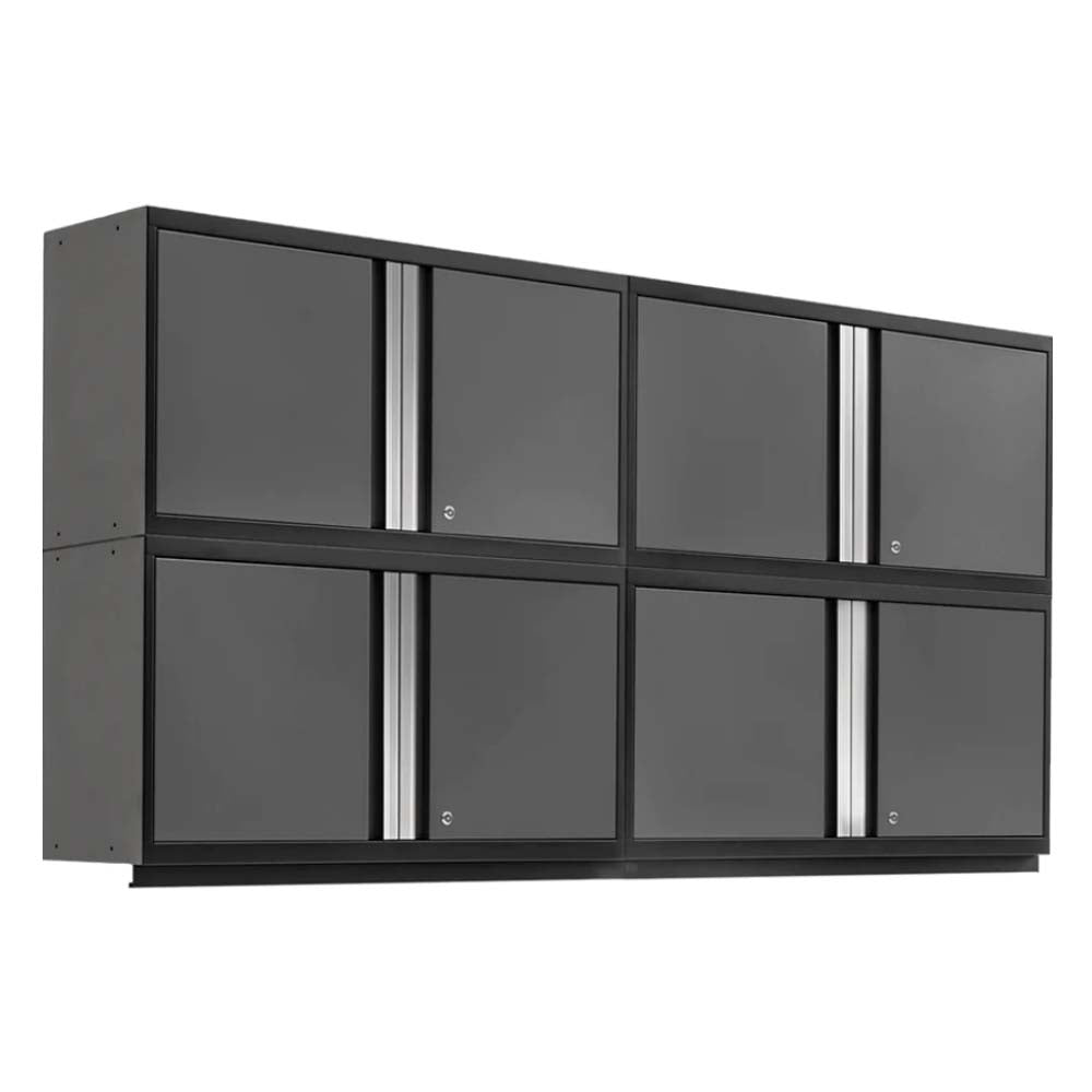 Extra Wide 42 Inch Wall Cabinets Pro 3.0 With Silver Vertical Handles Arranged In Two Rows Of Three