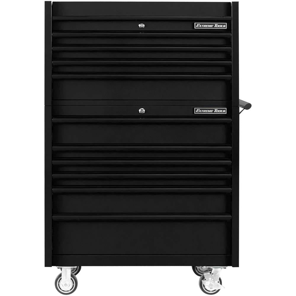 Extreme Tools Tool Roller Cabinet With Multiple Drawers And A Closed Lid Featuring Caster Wheels