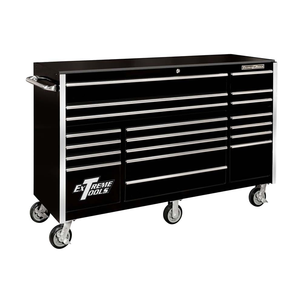 Extreme Tools Tool Shop Rolling Tool Chest With Multiple Drawers And A Side Handle All Mounted On Caster Wheels