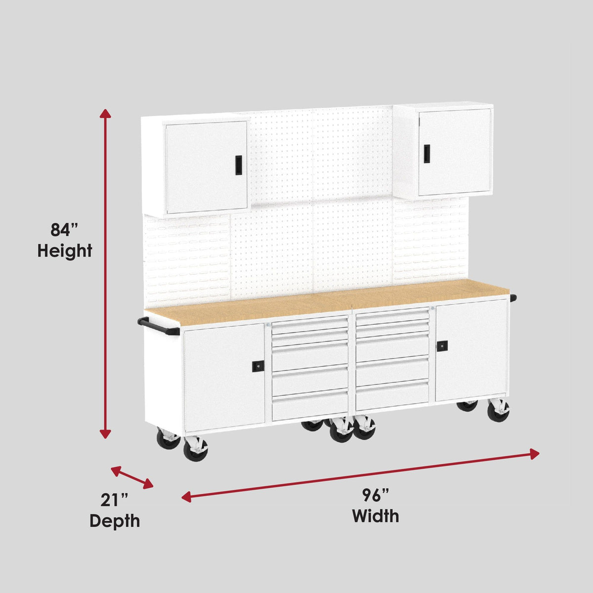 Light Gray Valley Craft Cabinet/Workbench Suite A:  9-Piece - 8&#39; Wide