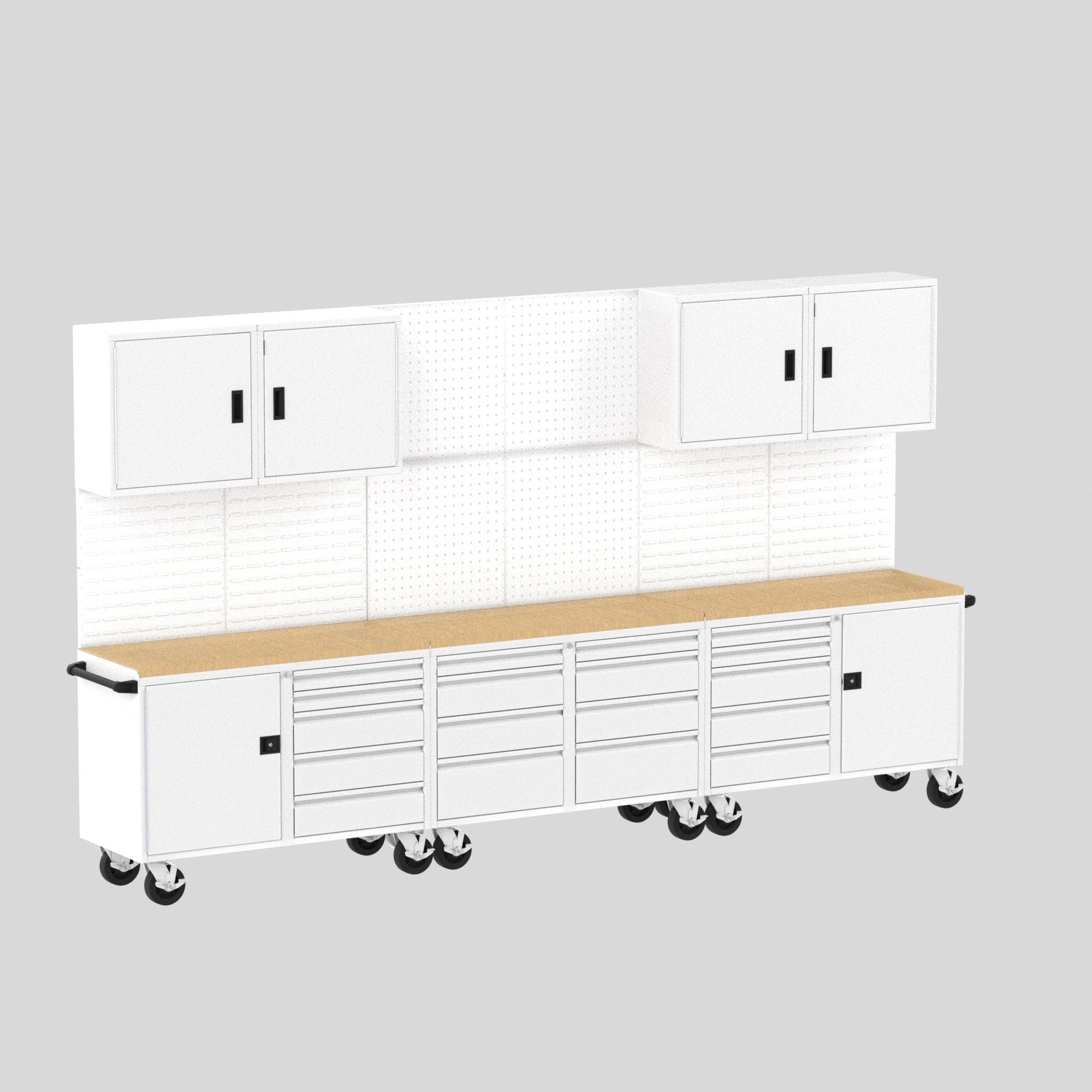 Light Gray Valley Craft Cabinet/Workbench Suite C:  14-Piece - 12' Wide