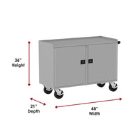 F89269BS Valley Craft With Two Doors Mounted On Four Wheels Featuring Dimensions Of 48 Inches In Width 36 Inches In Height And 21 Inches In Depth