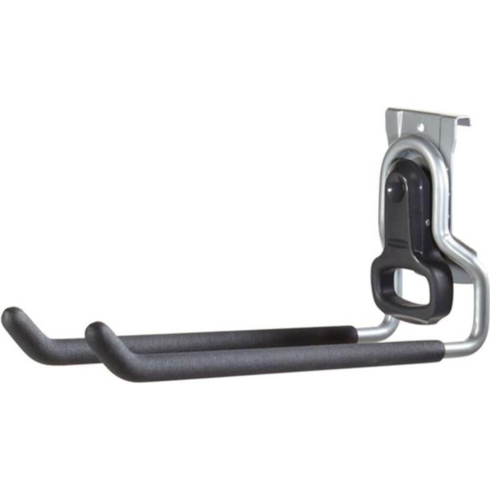 FastTrack Rail Hanger System Z11113A9 With A Silver Metal Bracket And Two Parallel Black-Coated Arms Extending Outward