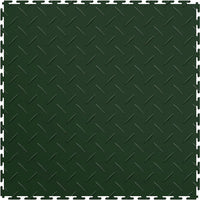 Forest Green Perfection Tile Garage Interlocking Floor Tiles With A Diamond Plate Pattern, Featuring Raised Diamond Shaped Ridges