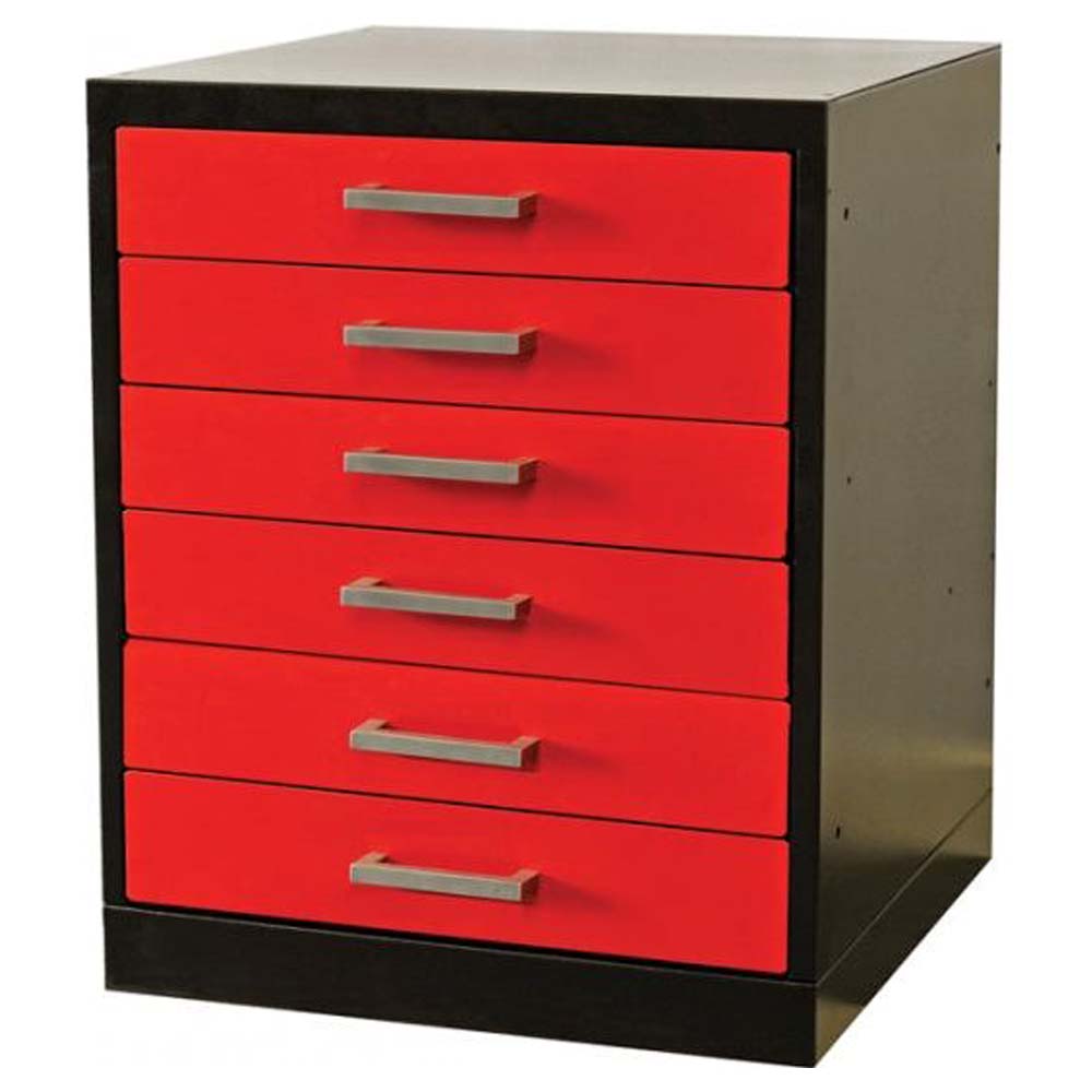 Fort Knox FKWP8432-6D-BR-HT Features Six Red Drawers Each With A Sleek Silver Handle
