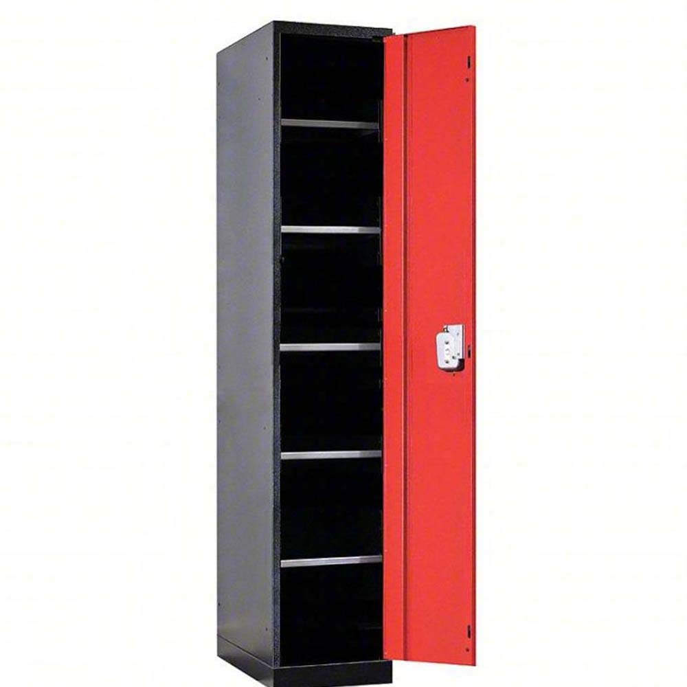 Fort Knox Locker 18x24x78 With A Red Door That Is Open Revealing Several Empty Shelves Inside