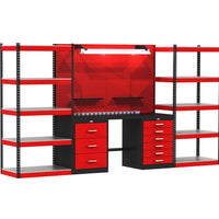 Fort Knox Open Storage Workbench System With Steel Top With Multiple Shelves Drawers And A Pegboard