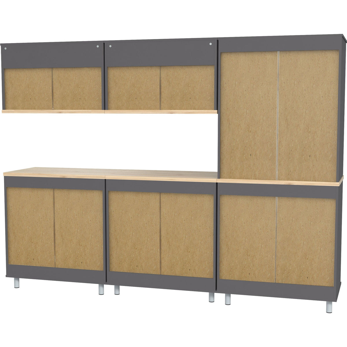 Rosy Brown Inval America KRATOS 5 Piece Garage System in Dark Gray and Maple GS-GP40