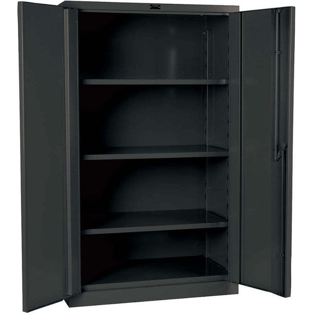 Galvanite 36W x 21D Storage Cabinet With Two Doors Opened To Reveal Four Adjustable Shelves Inside