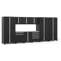 Garage Cabinet Set Pro 3.0 10 Piece With Multi Use Lockers With Compartments Tall Cabinets Overhead Cabinets Drawers And A Central Workspace