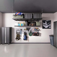 Garage Featuring NewAge Gray Bold Series 2 Piece Set With Locker With Various Tools And Supplies
