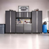 Garage Setup Showcases A Wall-Mounted Cabinet System With Organized Tools