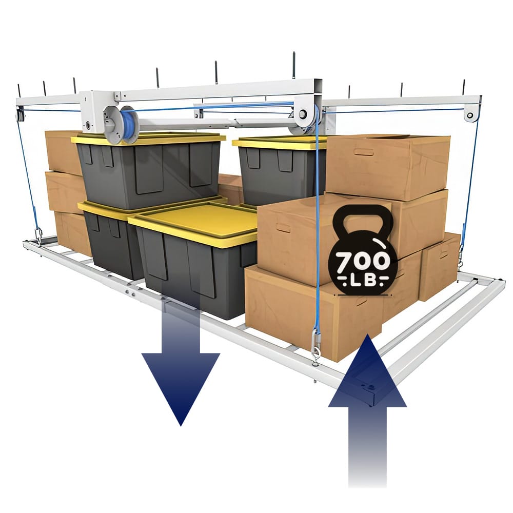 E-Z Retractable 4x8 Drill-Powered Garage Storage Lift