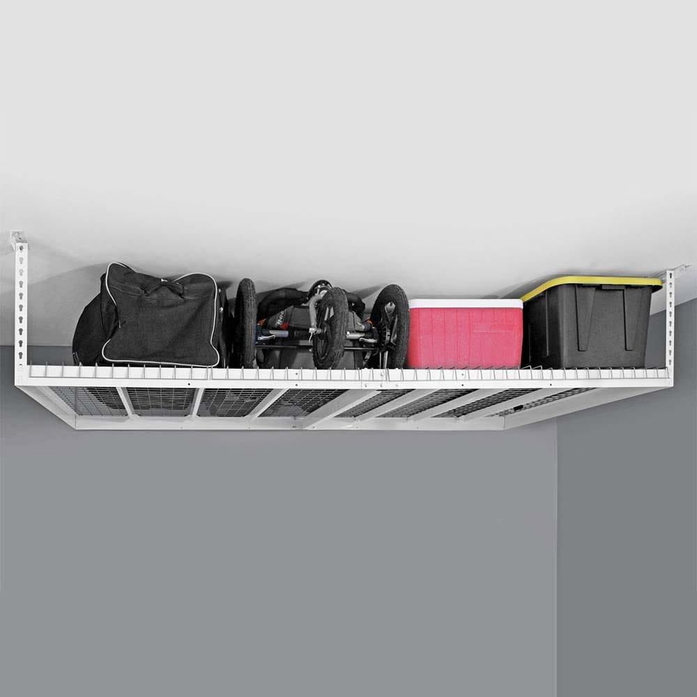 Garage Storage Rack With NewAge Hanging Bars Pack Of 2 VersaRac Accessories Mounted To The Ceiling