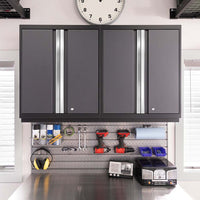 Garage Workspace Featuring Multi Function Cabinet Pro 3.0 9 Piece Garage Set Above A Metal Pegboard Adorned With Various Tools
