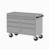 Gray 48 Inch Workbench By Valley Craft With Multiple Drawers And A Handle On The Side