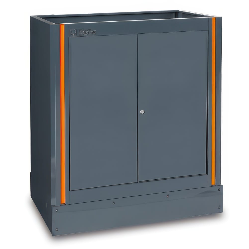 Gray Beta Rolling Tool Cabinet With Eight Drawers Orange Side Accents Silver Drawer Pulls And Swivel Caster Wheels