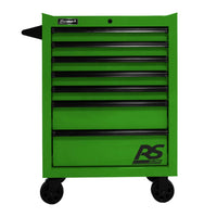 Green Homak 27 Roller Cabinet With Drawers, Featuring A Sturdy Metal Construction On Caster Wheels