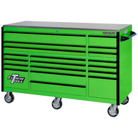 Green Tool Chest From Extreme Tools RX Series 72 With Black Drawer Handles And Accents