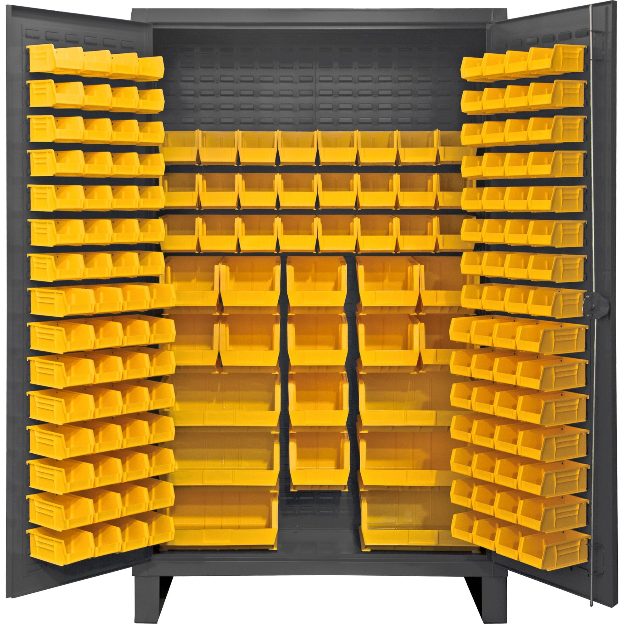 Dark Goldenrod Durham Cabinet, 162 Yellow Bins, 48 X 24 X 78
