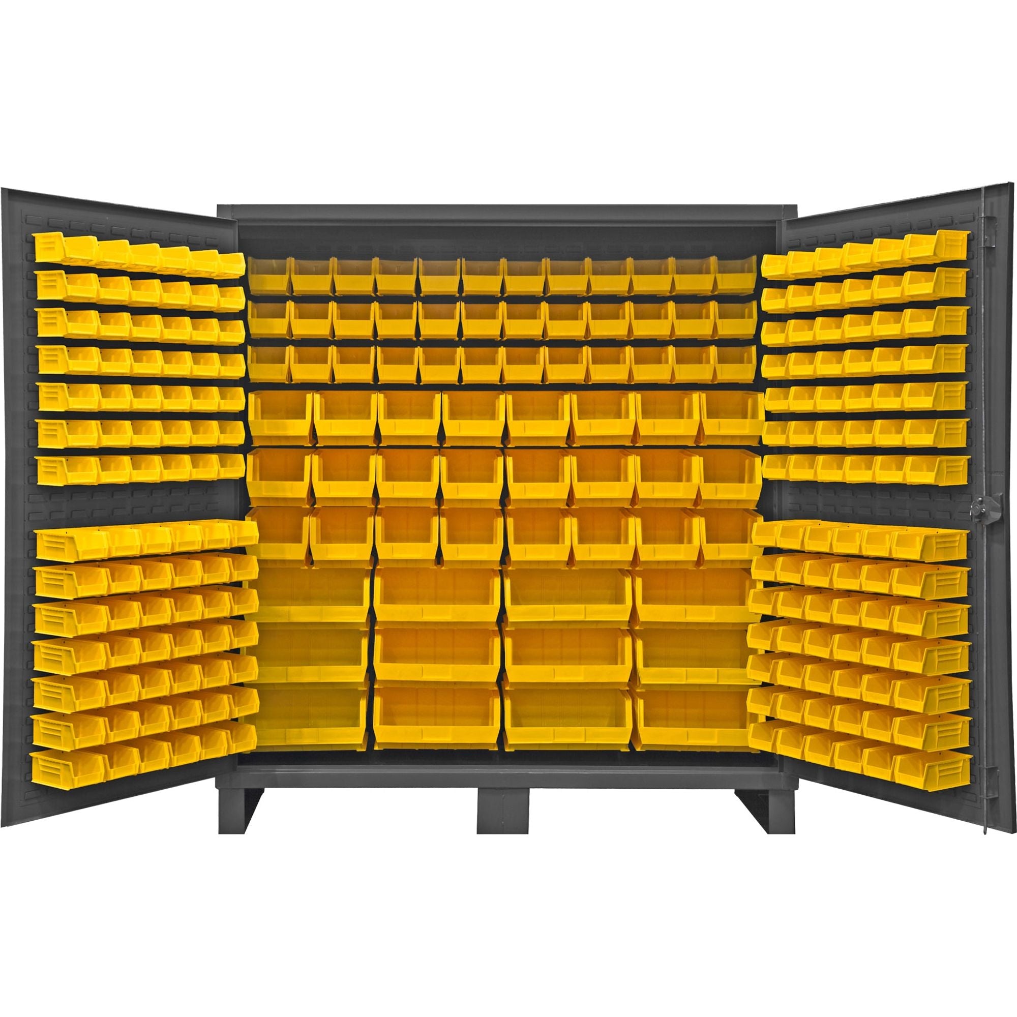 Dark Goldenrod Durham Cabinet, 240 Yellow Bins, 72 X 24 X 78