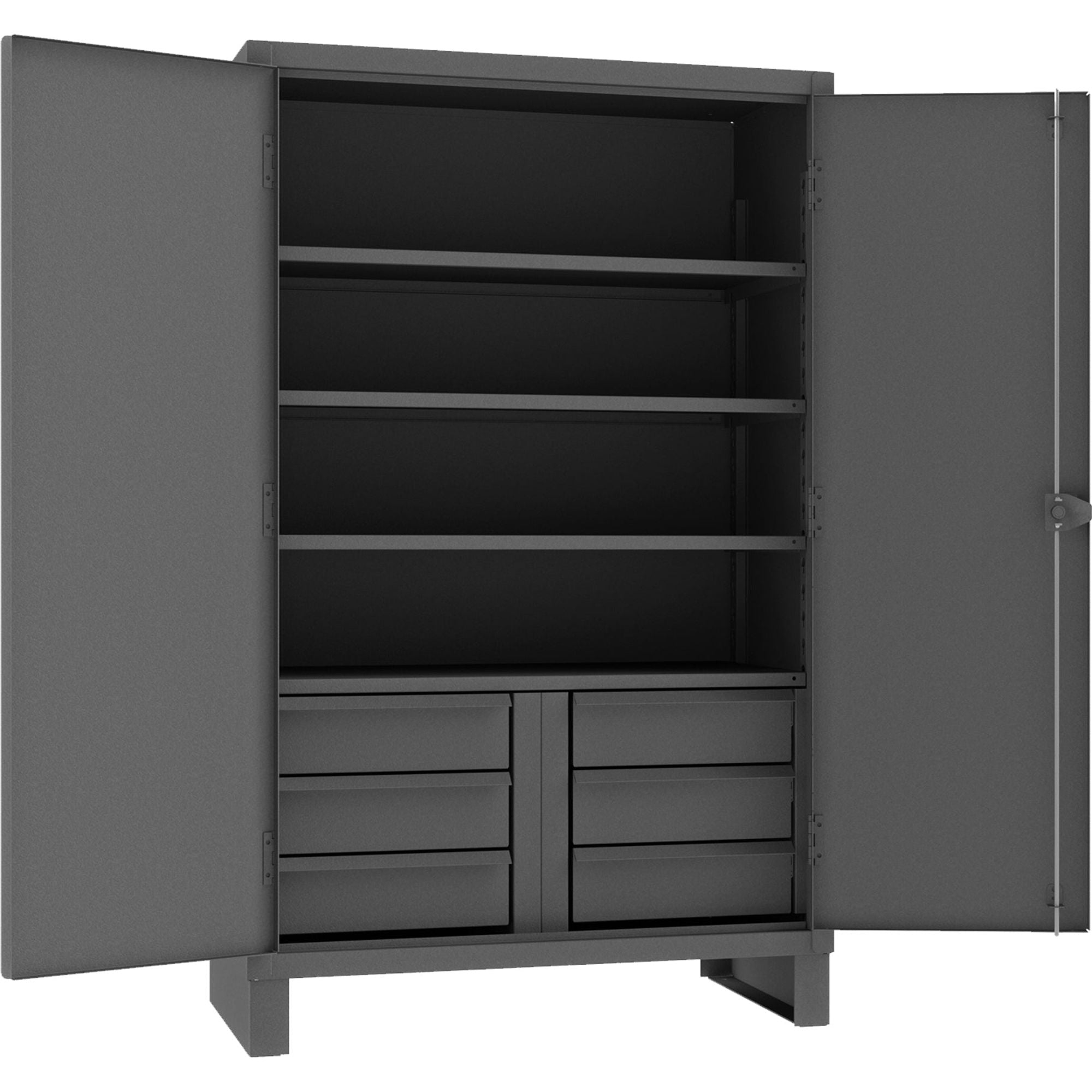 Dark Slate Gray Durham Extra Heavy Duty Cabinet 4 Shelves 6 Drawers 48 X 24 X 78