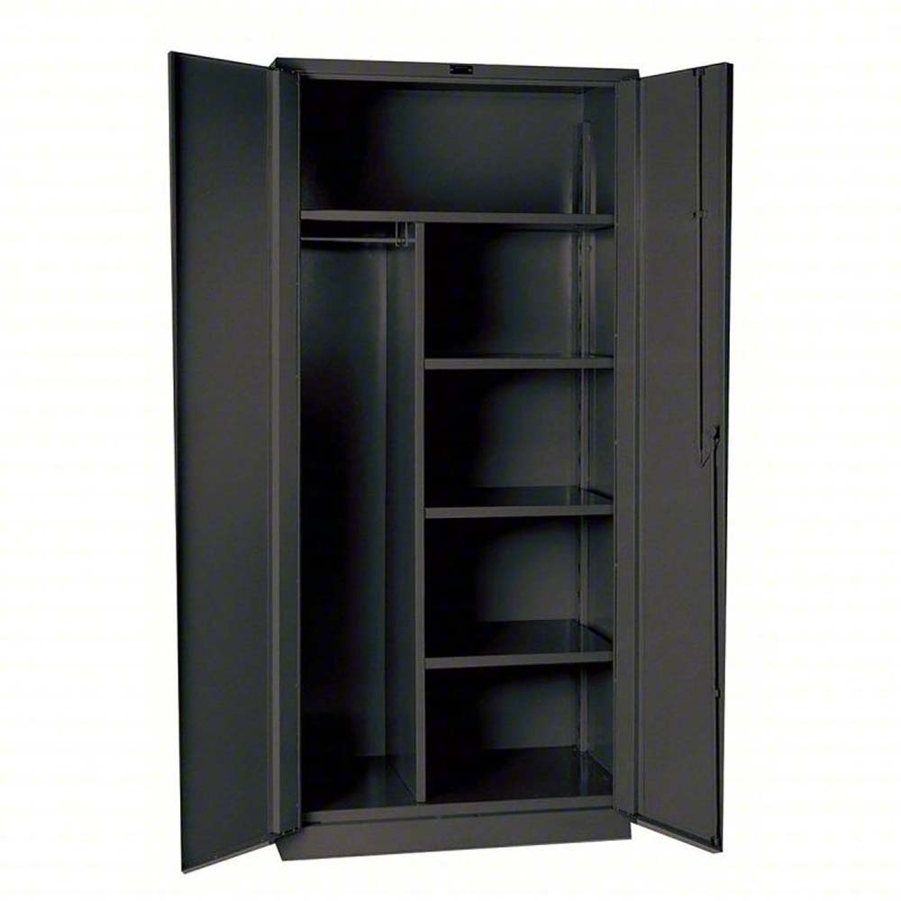 Hallowell 48W x 24D Combination Cabinet With Multiple Shelves And A Hanging Rod On The Left Side
