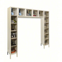 Hallowell 6-Tier Safety-View Locker With Multiple Small Lockers Each Containing Various Items