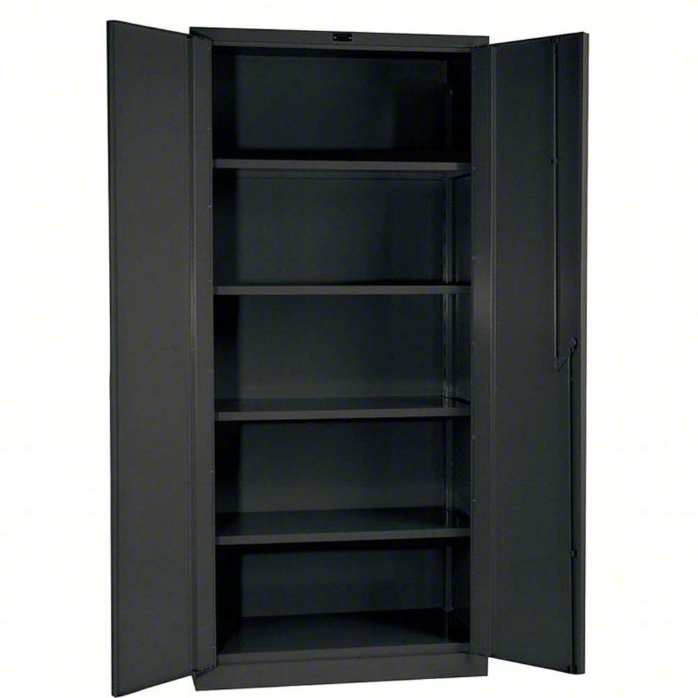 Hallowell Heavy-Duty Storage Cabinet 36W x 21D Galvanite Series With Open Double Doors And Multiple Shelves Inside
