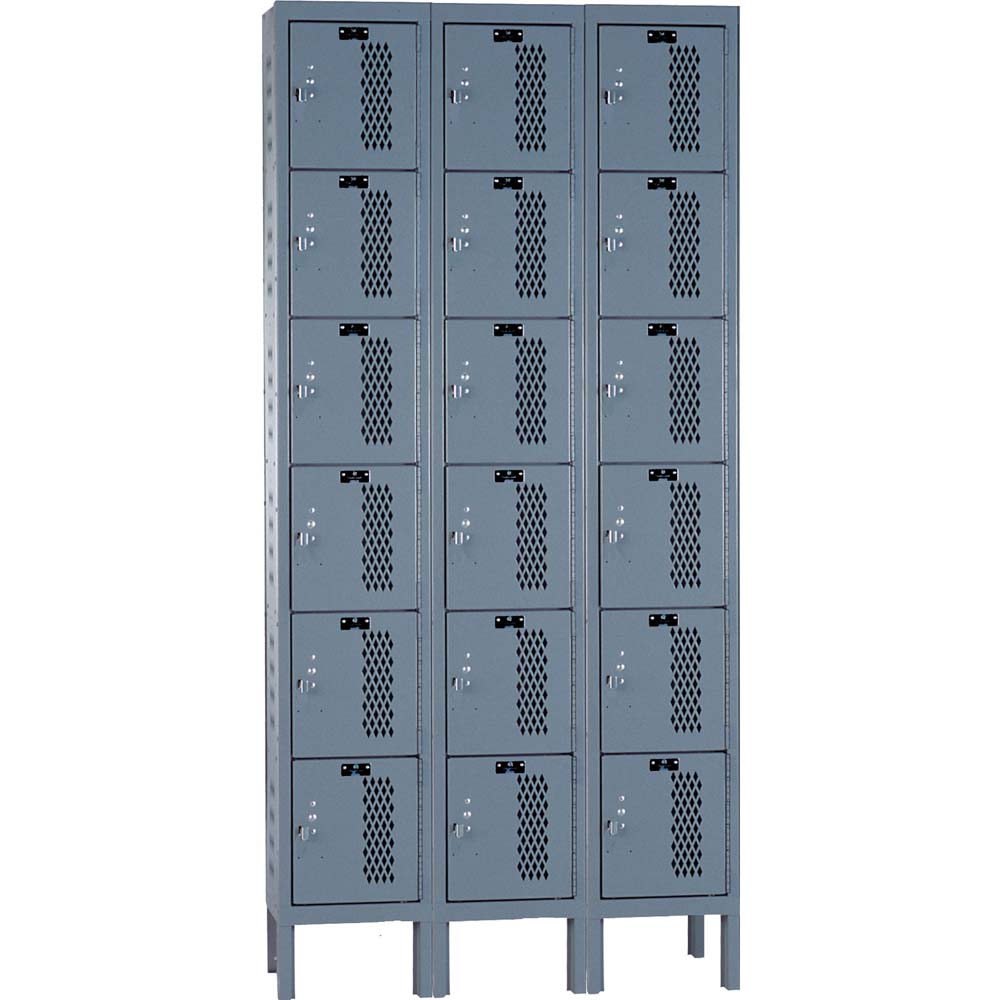 Hallowell Heavy-Duty Ventilated Locker Each With Multiple Small Compartments Featuring Vented Doors