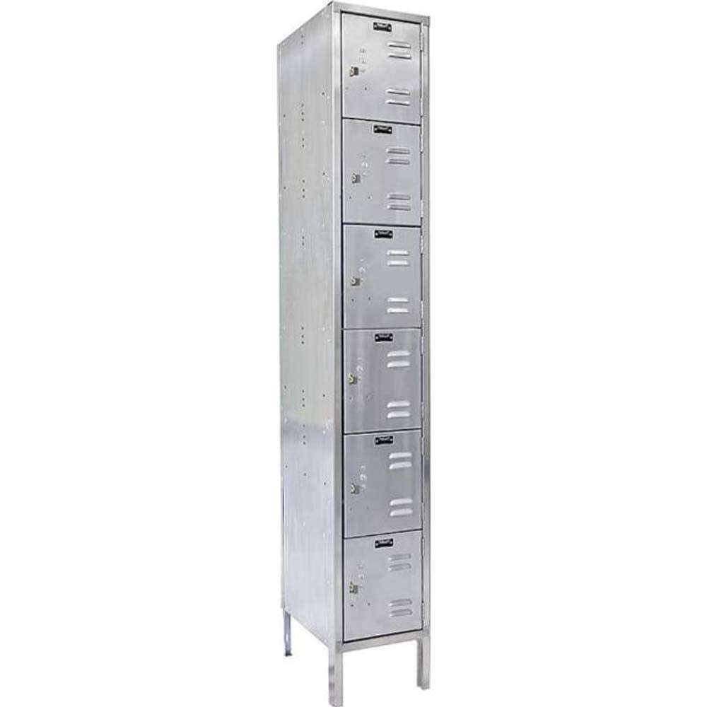 Hallowell Locker 304 Stainless Steel Six Tier 78H With Six Compartments Stacked Vertically