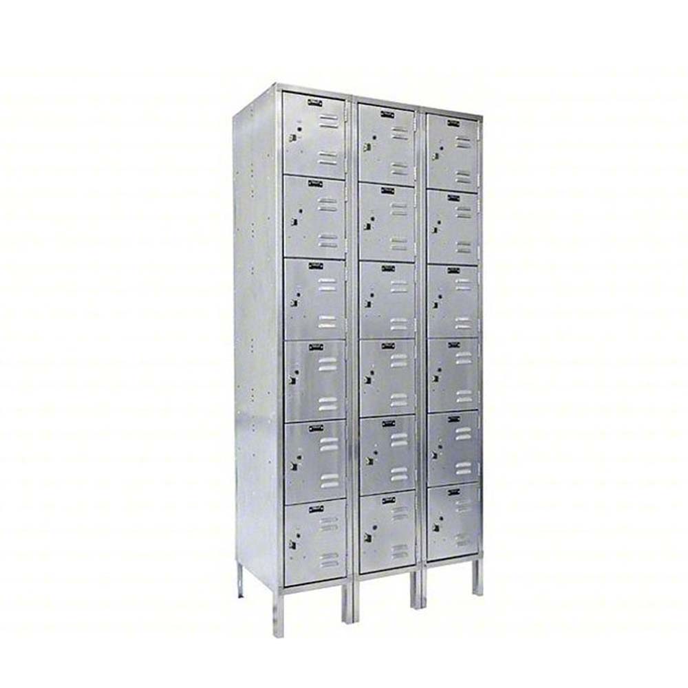 Hallowell Six Tier Stainless Steel Locker 36W x 18D x 78H With Three Columns And Five Rows Of Individual Compartments