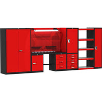 Hallowell Steel Top Workbench With Cabinets Drawers And Shelves Designed For Organizing Tools And Equipment