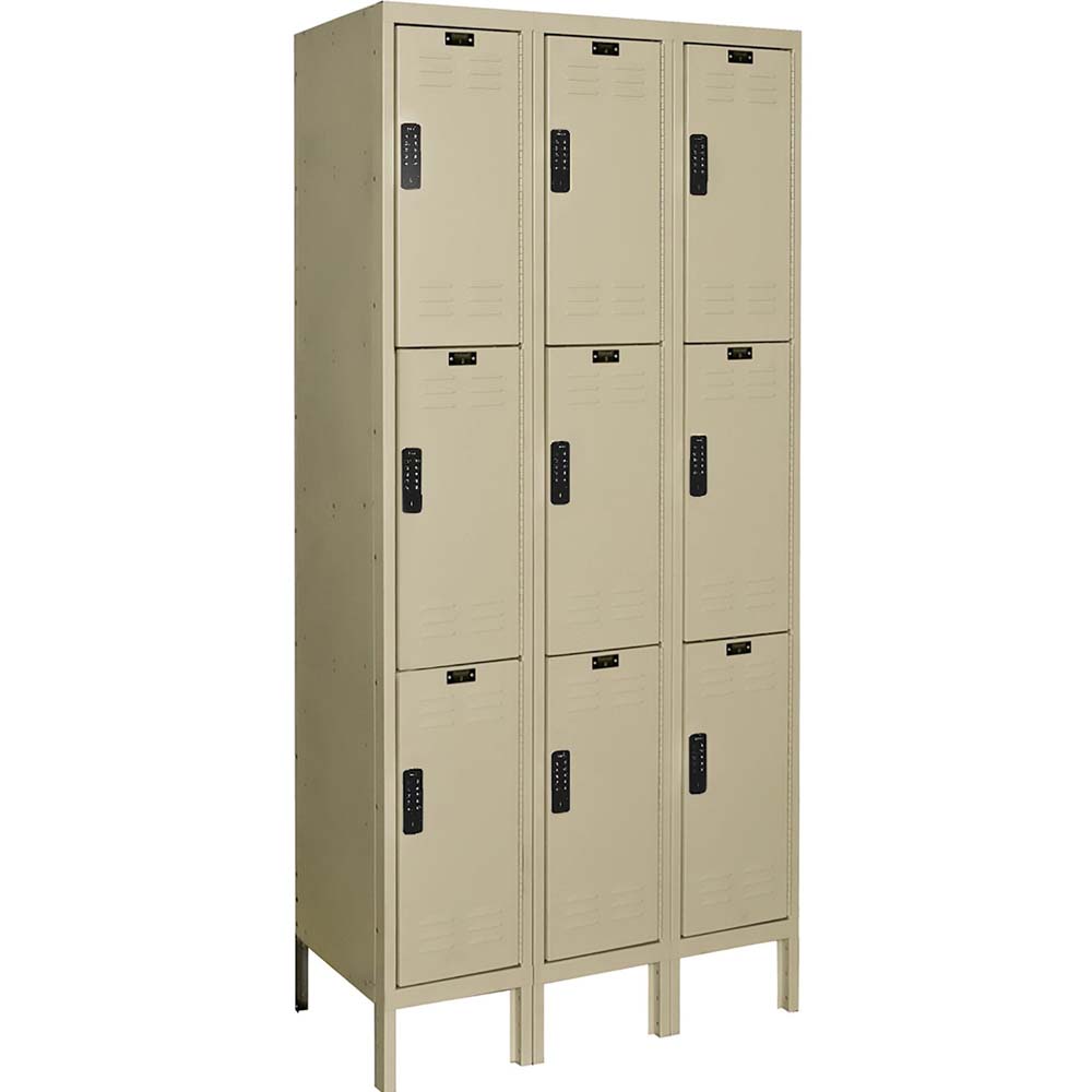 Hallowell UEL3228-3A-PT With Nine Compartments Arranged In A 3x3 Grid Each Featuring A Black Combination Lock