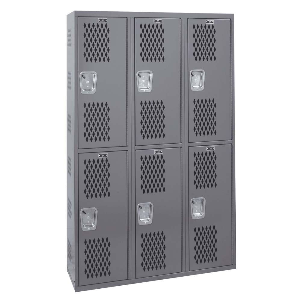 Hallowell Ventilated Locker 3-Wide With Six Compartments Each Featuring A Vented Door And A Handle