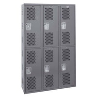 Hallowell Ventilated Locker 3-Wide With Six Compartments Each Featuring A Vented Door And A Handle