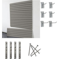 Light Slate Gray storeWALL Medium Heavy Duty Starter System - 4 Slatwall Panels
