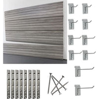 Light Slate Gray storeWALL Large Heavy Duty Starter System - 8 Slatwall Panels