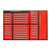 Heavy Duty Tool Cabinet With Multiple Drawers And A Tall Right Side Locker Door