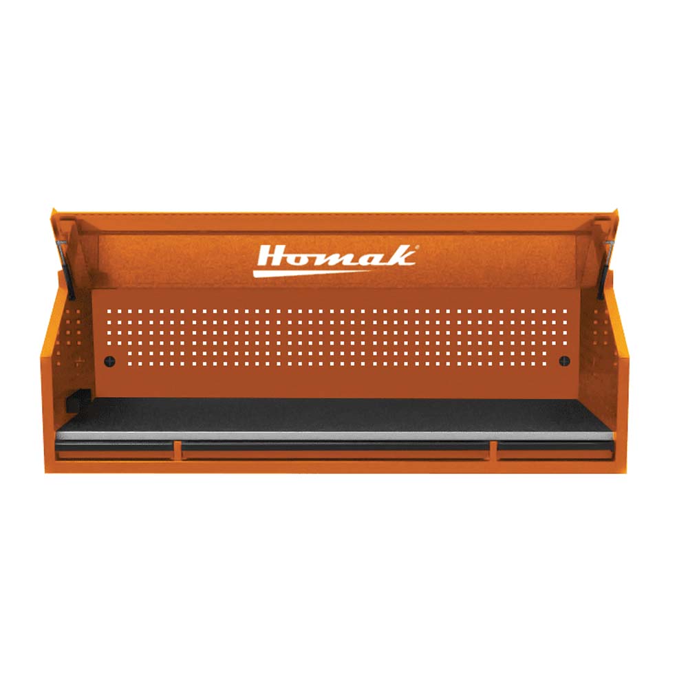 Homak 72 Orange Top Hutch With A Perforated Back Panel And An Open Lid